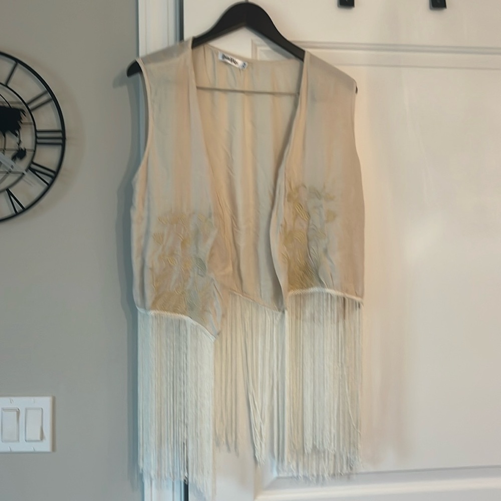 RoomMates Cream Fringe Vest